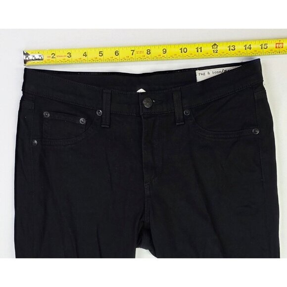 Rag Bone Size 28X32 Womens Black Plush Legging Embroidered Pocket Logo Jeans USA - Picture 2 of 13